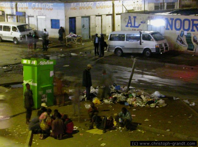 streetboys in downtown Nairobi at night