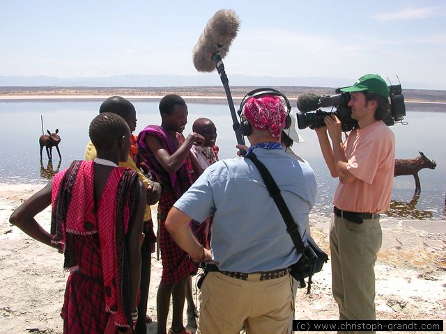 German TV interviewing Maasai men